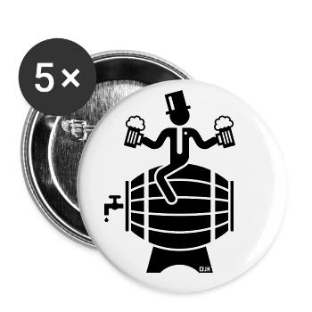 Groom On Beer Barrel (Stag Night / Bachelor Party) - Buttons large 2.2''/56 mm (5-pack) - white - Front