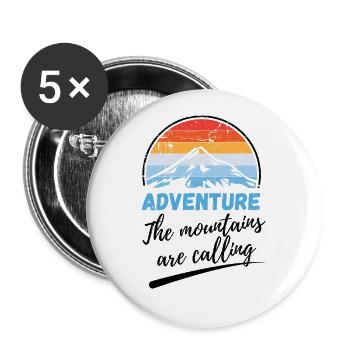 Randonnée Aventure - Dicton pour les amoureux de la nature - Lot de 5 grands badges (56 mm) - blanc - Devant