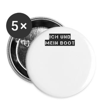 Segeln - Ich und mein Boot - Buttons groß 56 mm (5er Pack) - Weiß - Vorne