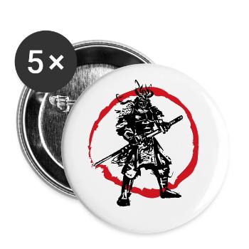 Samurai Japanischer Krieger Blutmond Design - Buttons groß 56 mm (5er Pack) - Weiß - Vorne