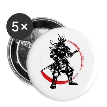 Samurai Japanese Warrior Blood Moon Design - Buttons large 2.2''/56 mm (5-pack) - white - Front