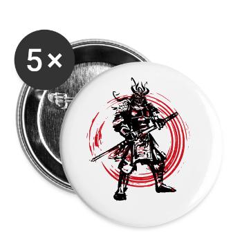 Samurai Japanischer Krieger Blutmond Design - Buttons groß 56 mm (5er Pack) - Weiß - Vorne