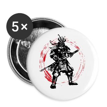 Samurai Japanese Warrior Blood Moon Design - Buttons large 2.2''/56 mm (5-pack) - white - Front