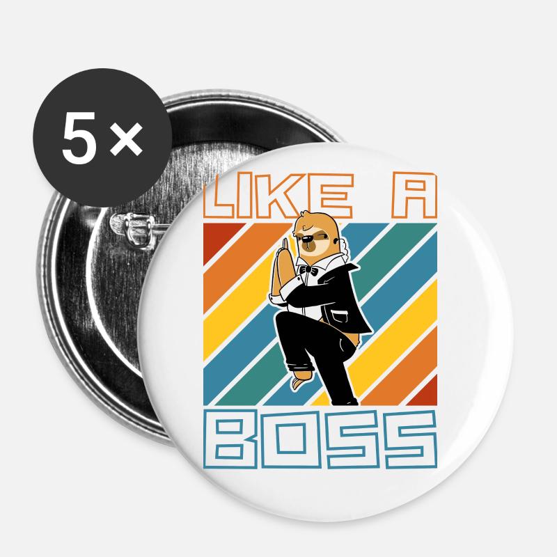 Like a Boss - Funny Sloth Agent Saying - Buttons large 2.2''/56 mm (5-pack) - white