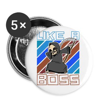 Like a Boss - Drôle de Dabbing Grim Reaper Saying - Lot de 5 grands badges (56 mm) - blanc - Devant