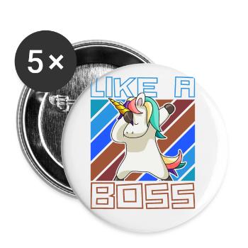 Comme un patron - Drôle de licorne Dabbing Saying - Lot de 5 grands badges (56 mm) - blanc - Devant