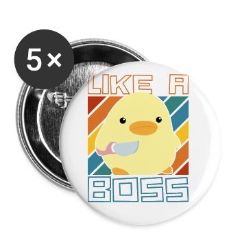 Like a Boss - Ente mit Messer Duck with Knife Meme - Buttons large 2.2''/56 mm (5-pack) - white - Front