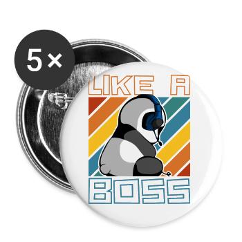 Comme un patron - Gaming Panda Bear Gambler Saying - Lot de 5 grands badges (56 mm) - blanc - Devant