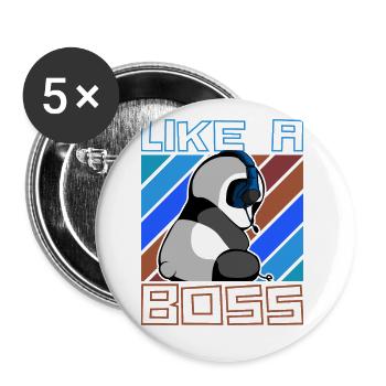 Comme un patron - Gaming Panda Bear Gambler Saying - Lot de 5 grands badges (56 mm) - blanc - Devant