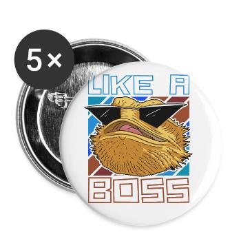 Like a Boss - Drôle d’iguane avec des lunettes de soleil - Lot de 5 grands badges (56 mm) - blanc - Devant