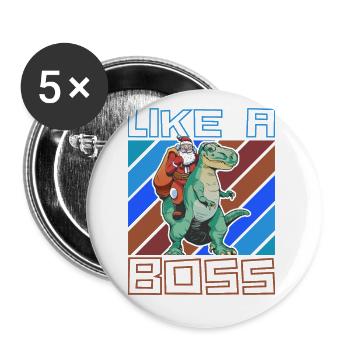 Like a Boss - Le Père Noël monte sur T-Rex - Lot de 5 grands badges (56 mm) - blanc - Devant