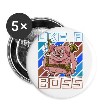 Like a Boss Funny Pig Ready for Battle - Buttons large 2.2''/56 mm (5-pack) - white - Front