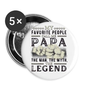 Papa - The Man The Myth The Legend - Fist Bump - Buttons large 2.2''/56 mm (5-pack) - white - Front