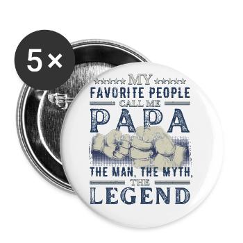 Papa - The Man The Myth The Legend - Fist Bump - Buttons large 2.2''/56 mm (5-pack) - white - Front