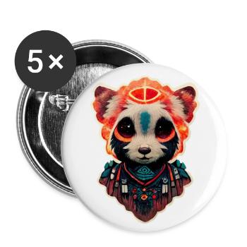 Red Panda Shaman Spirit Synthwave Galaxie - Lot de 5 grands badges (56 mm) - blanc - Devant