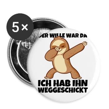 Dabbendes Faultier Spruch für Faulenzer - Buttons groß 56 mm (5er Pack) - Weiß - Vorne