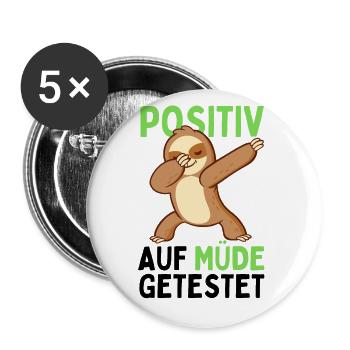 Dabbendes Faultier Spruch für Faulenzer - Buttons groß 56 mm (5er Pack) - Weiß - Vorne