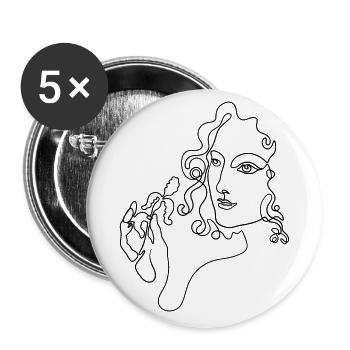 Line Art a Line Portrait Flower Cottagecore - Buttons large 2.2''/56 mm (5-pack) - white - Front