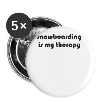 Snowboard - snowboarding is my therapy - Buttons groß 56 mm (5er Pack) - Weiß - Vorne