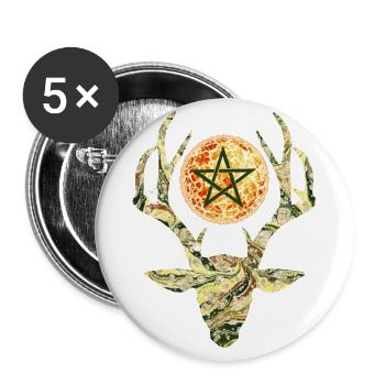 tête de cerf avec pentagramme e 277 - Lot de 5 grands badges (56 mm) - blanc - Devant