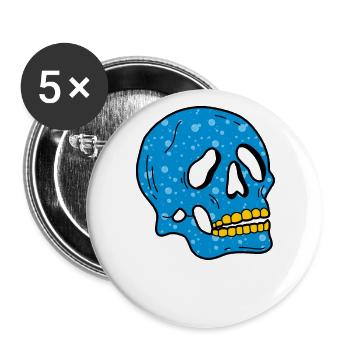 Crâne de bulles bleues - Lot de 5 grands badges (56 mm) - blanc - Devant