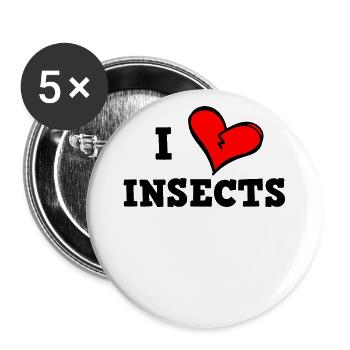 I love insects - Buttons large 2.2''/56 mm (5-pack) - white - Front