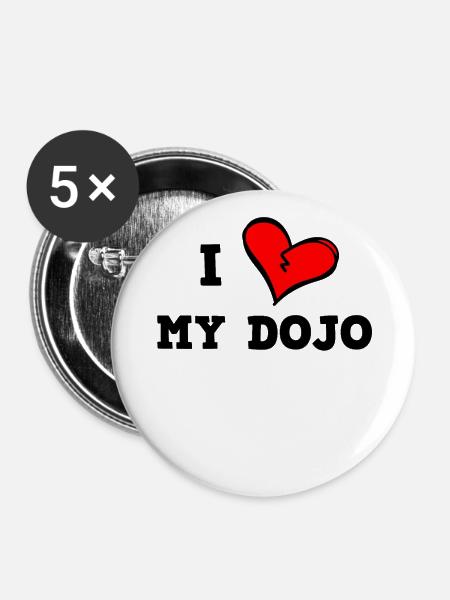 Ich liebe meinen Dojo - Buttons groß 56 mm (5er Pack) - Weiß