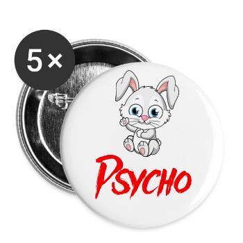 PSYCHO HASE Halloween Apokalypse Horror Monster - Buttons groß 56 mm (5er Pack) - Weiß - Vorne