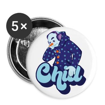 Chill Cool Fun Bonhomme de neige hiver Neige Cadeau de Noël - Lot de 5 grands badges (56 mm) - blanc - Devant