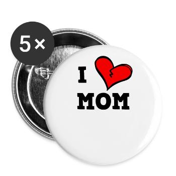 Ich liebe Mama - Buttons groß 56 mm (5er Pack) - Weiß - Vorne