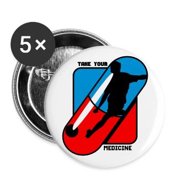 Nehmen Sie Ihre Medizin - Pille - Fußball - Buttons groß 56 mm (5er Pack) - Weiß - Vorne