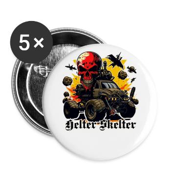 Monstertruck mit Totenkopf und voller Zerstörung - Buttons groß 56 mm (5er Pack) - Weiß - Vorne