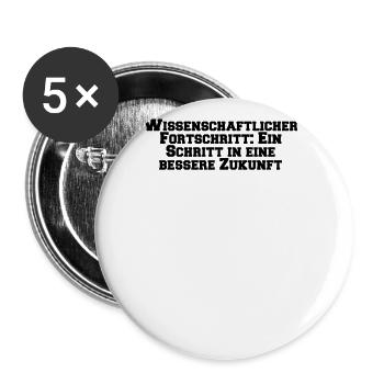 Wissenschaft - Wissenschaftlicher Fortschritt: - Buttons groß 56 mm (5er Pack) - Weiß - Vorne
