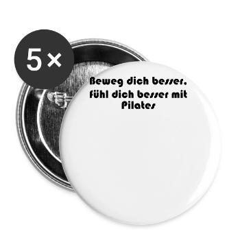 Pilates - Beweg dich besser, fühl dich besser mit - Buttons groß 56 mm (5er Pack) - Weiß - Vorne
