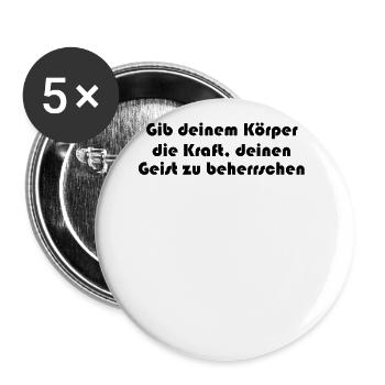Pilates - Gib deinem Körper die Kraft, deinen - Buttons groß 56 mm (5er Pack) - Weiß - Vorne