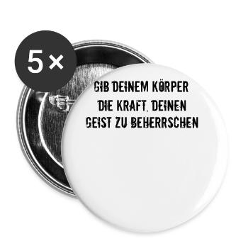 Pilates - Gib deinem Körper die Kraft, deinen - Buttons groß 56 mm (5er Pack) - Weiß - Vorne