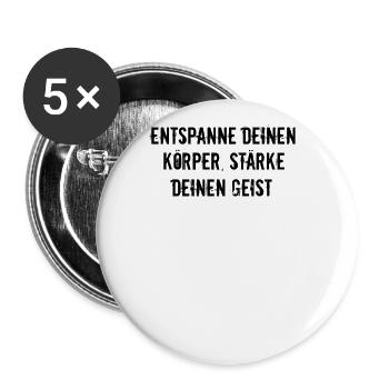Pilates - Entspanne deinen Körper, stärke deinen - Buttons groß 56 mm (5er Pack) - Weiß - Vorne