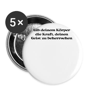 Pilates - Gib deinem Körper die Kraft, deinen - Buttons groß 56 mm (5er Pack) - Weiß - Vorne
