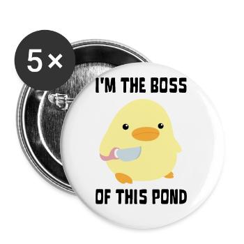 I'm The Boss - Duck with knife Ente mit Messer - Buttons large 2.2''/56 mm (5-pack) - white - Front