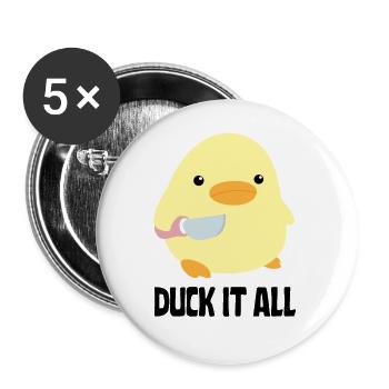 Duck It All - Duck with knife Ente mit Messer - Buttons large 2.2''/56 mm (5-pack) - white - Front