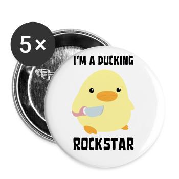 I'm A Ducking Rock Star Funny Duck with knife Meme - Buttons groß 56 mm (5er Pack) - Weiß - Vorne