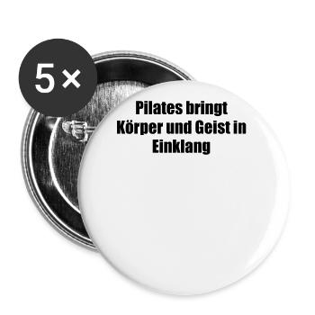 Pilates - Pilates bringt Körper und Geist in - Buttons groß 56 mm (5er Pack) - Weiß - Vorne