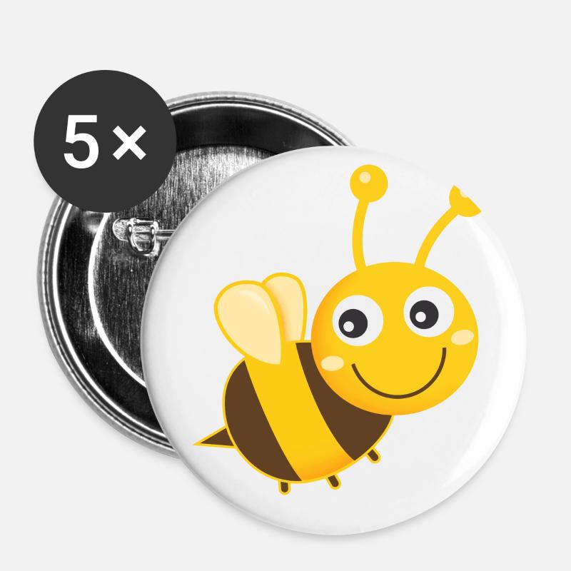 Bee Bees Honey Bee - Buttons large 2.2''/56 mm (5-pack) - white