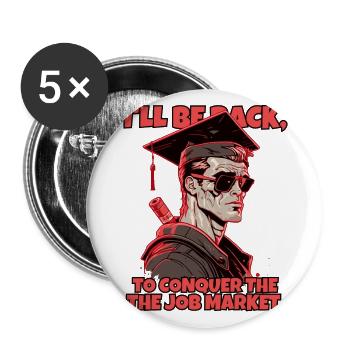 Cyborg robot with high school diploma - Buttons large 2.2''/56 mm (5-pack) - white - Front
