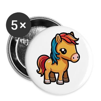 Cute horse for school beginners and kindergarten children - Buttons large 2.2''/56 mm (5-pack) - white - Front
