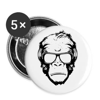 Cooler Affe mit Sonnenbrille und Kopfhörer - Buttons groß 56 mm (5er Pack) - Weiß - Vorne