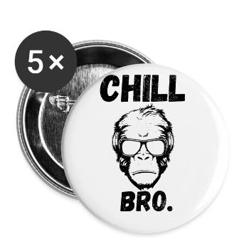 Chill Bro Affe mit Sonnenbrille Lustiges Outfit - Buttons groß 56 mm (5er Pack) - Weiß - Vorne