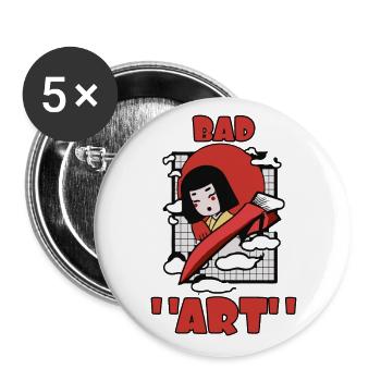 schlechte Kunst Katze Japan Geisha trashiges Chaos - Buttons groß 56 mm (5er Pack) - Weiß - Vorne
