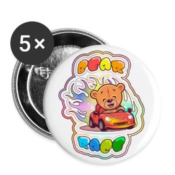 Teddybärenrennen 1 - Buttons groß 56 mm (5er Pack) - Weiß - Vorne