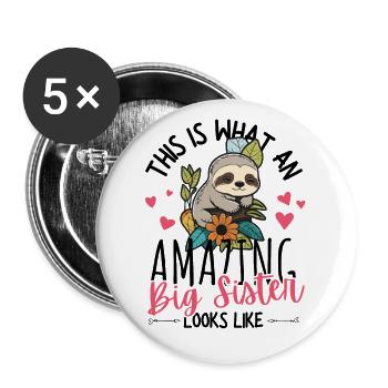 Announcing pregnancy with a cute sloth - Buttons large 2.2''/56 mm (5-pack) - white - Front